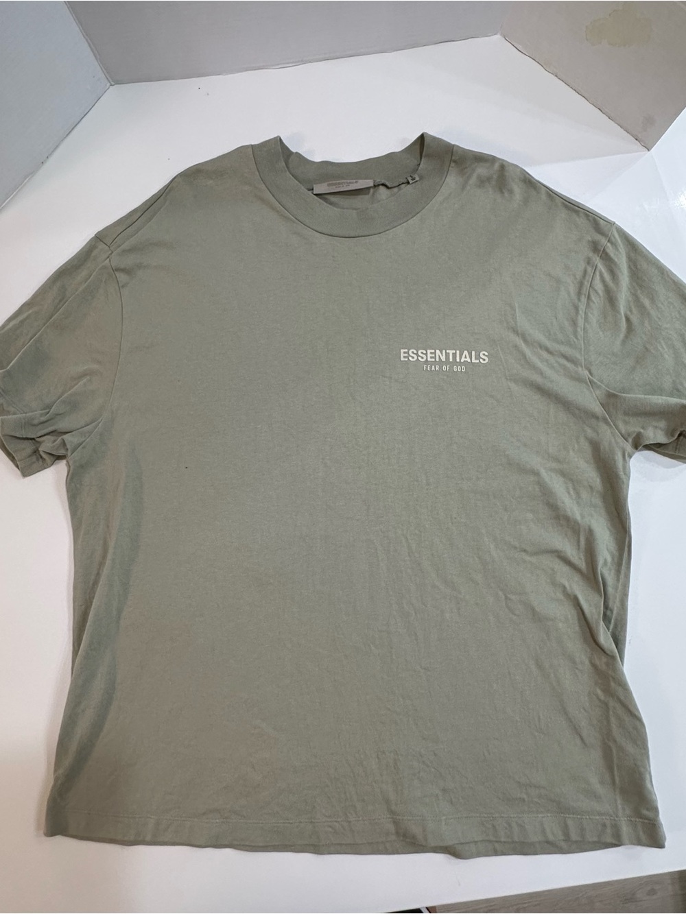 Fear of God Essentials Men’s Sage Green Logo Short Sleeve Tee